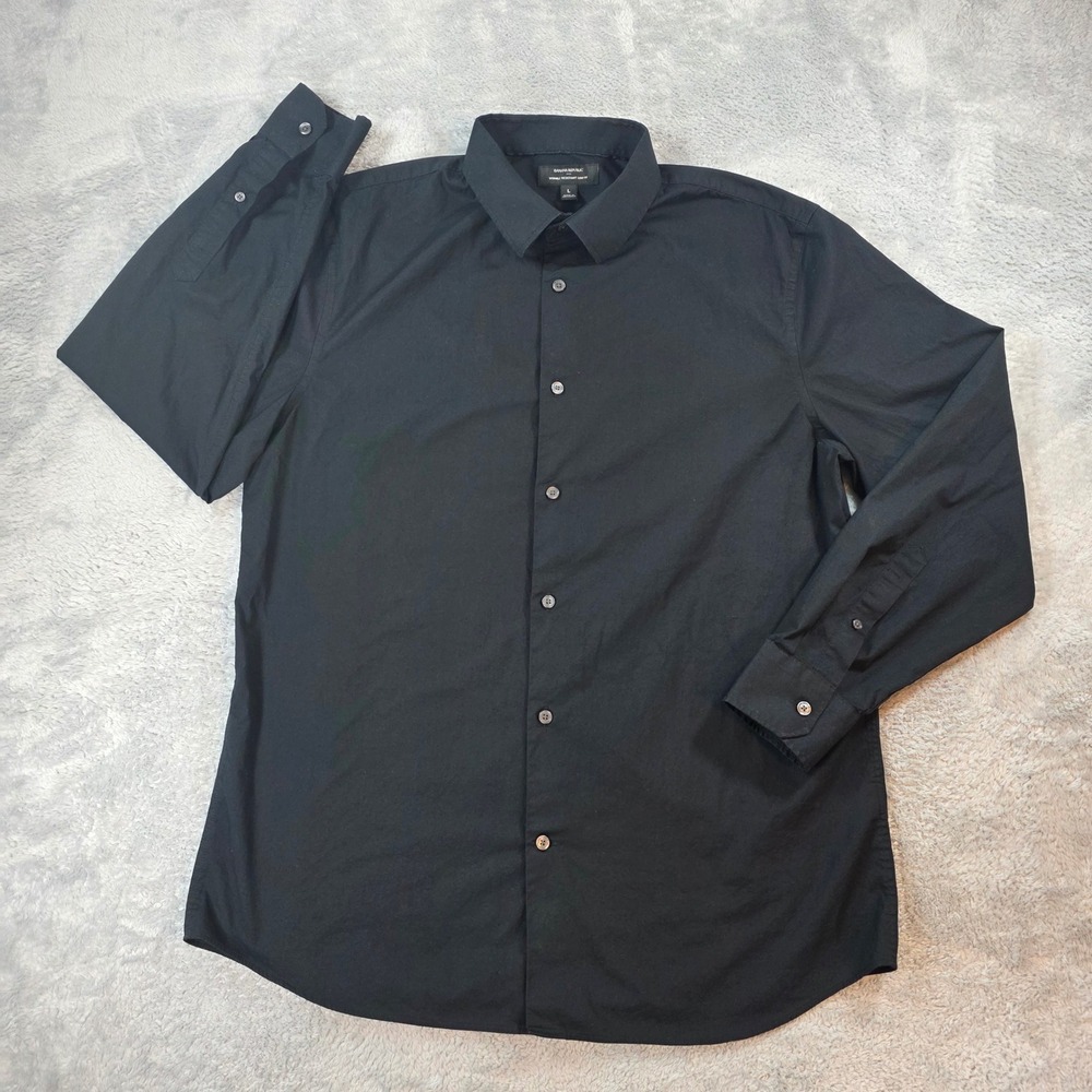 Banana Republic Wrinkle Resistant Slim Fit Dress Shirt Black Large Mens Formal